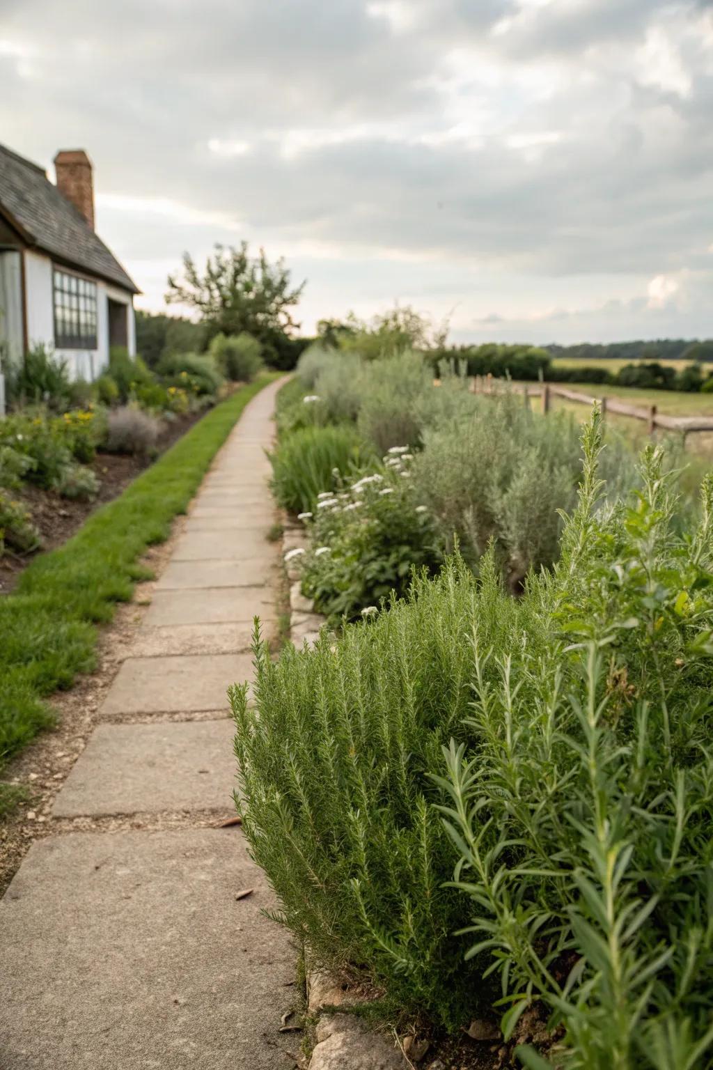 Fragrant herb borders infuse practical value and aesthetic appeal.