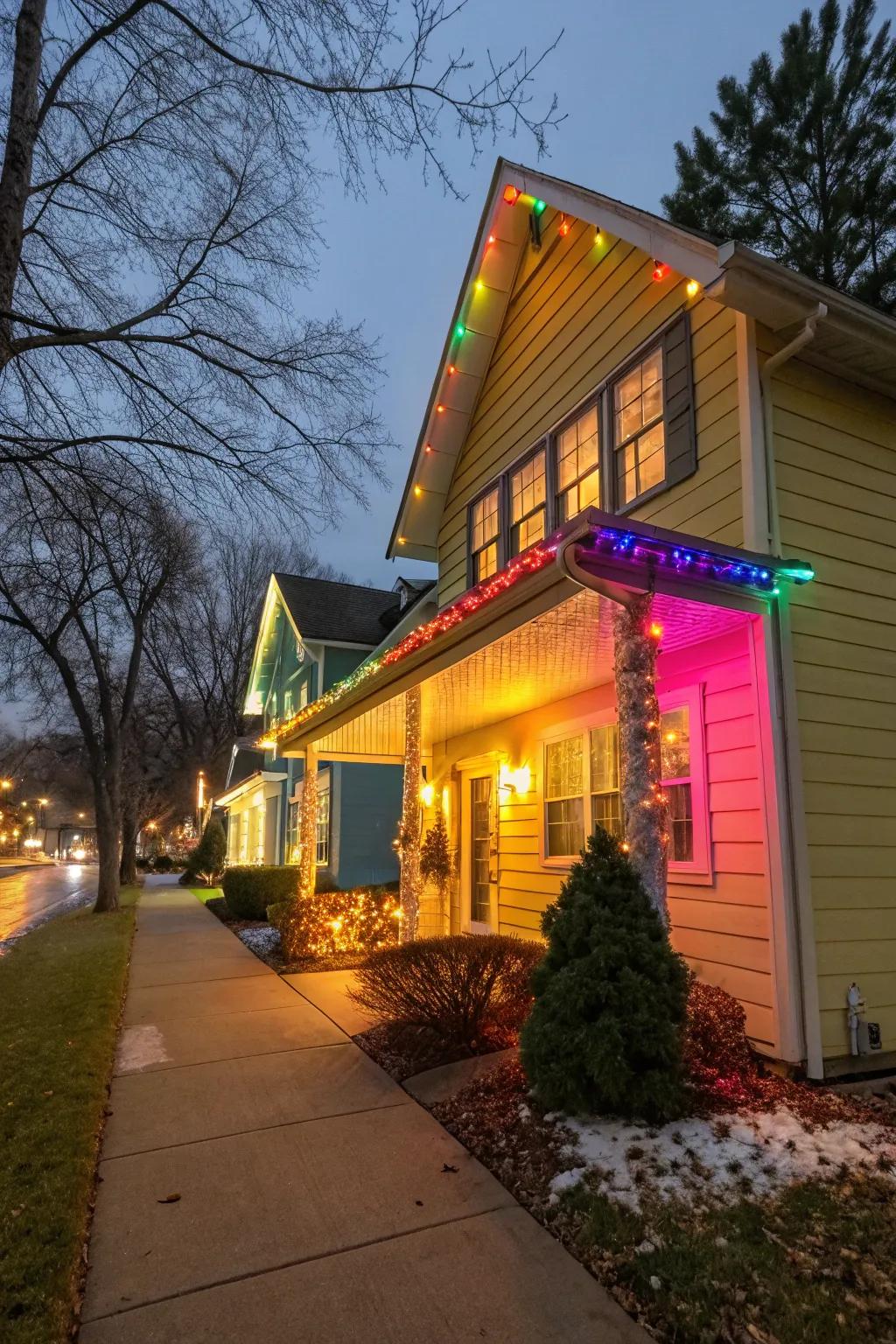Colorful lights contribute a festive element for special events.