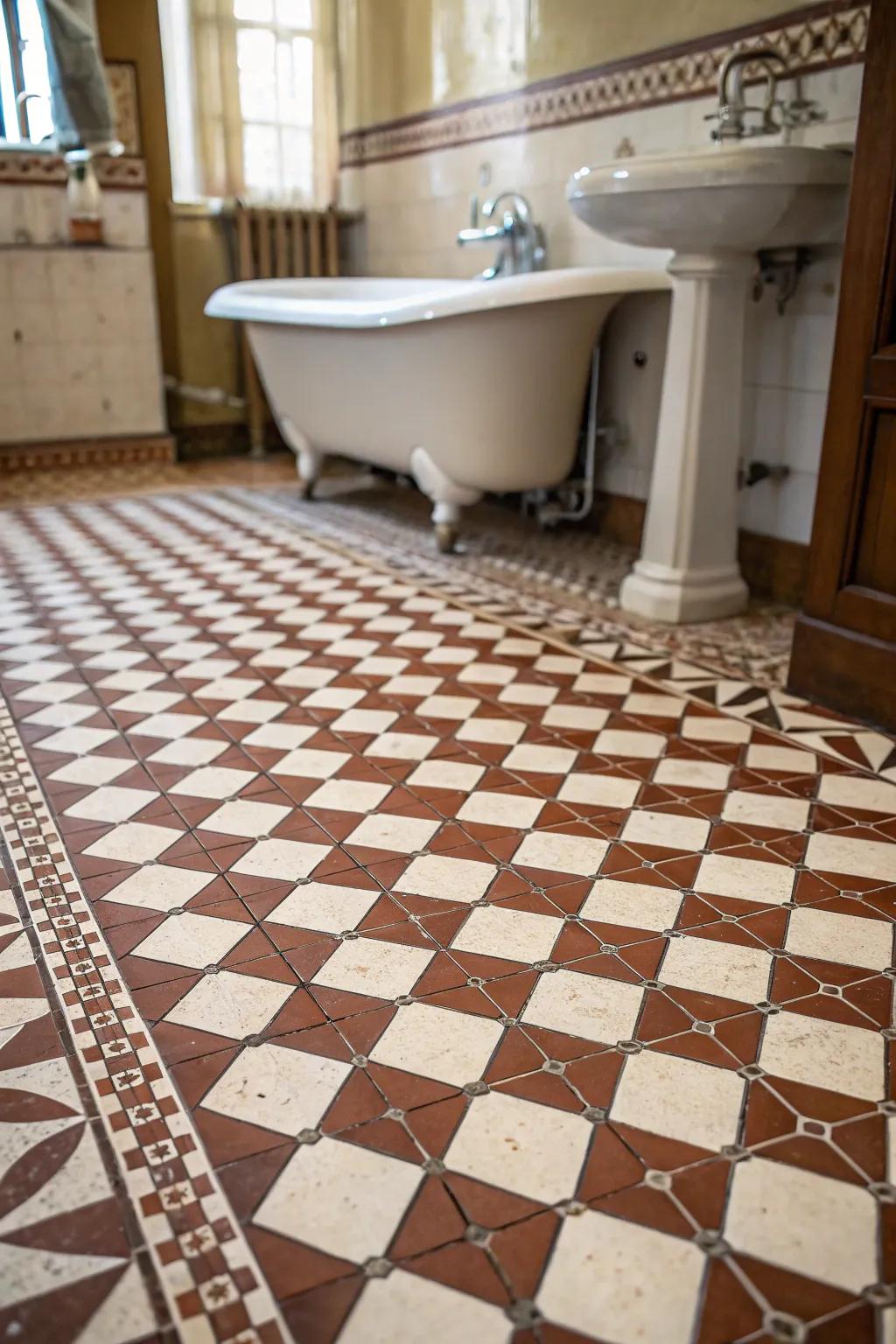 A checkered design adds a classic touch to vintage squares.
