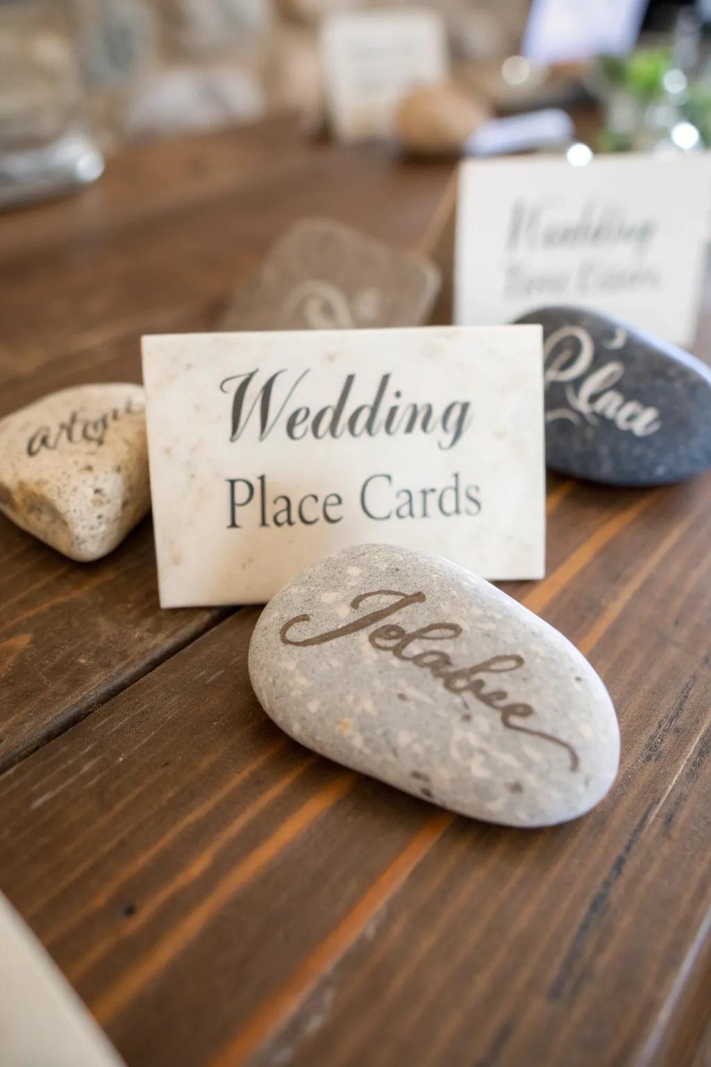 Singular pebble placement designations append a personal sentiment.