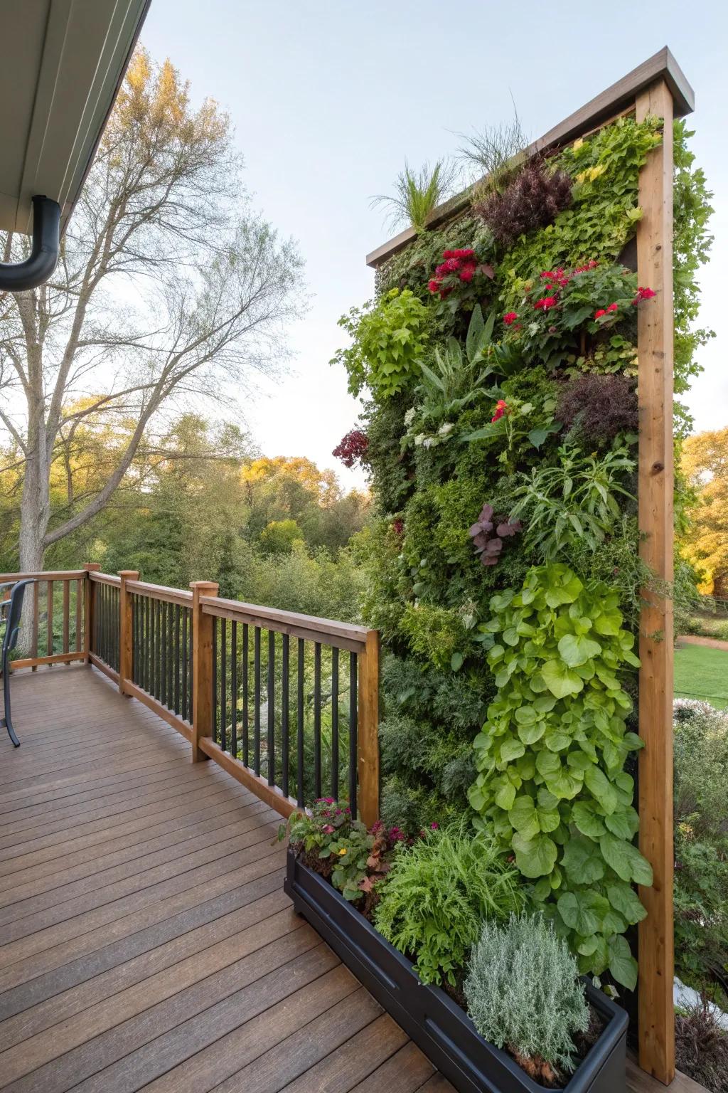 Vertical gardens maximize vegetation in small spaces.