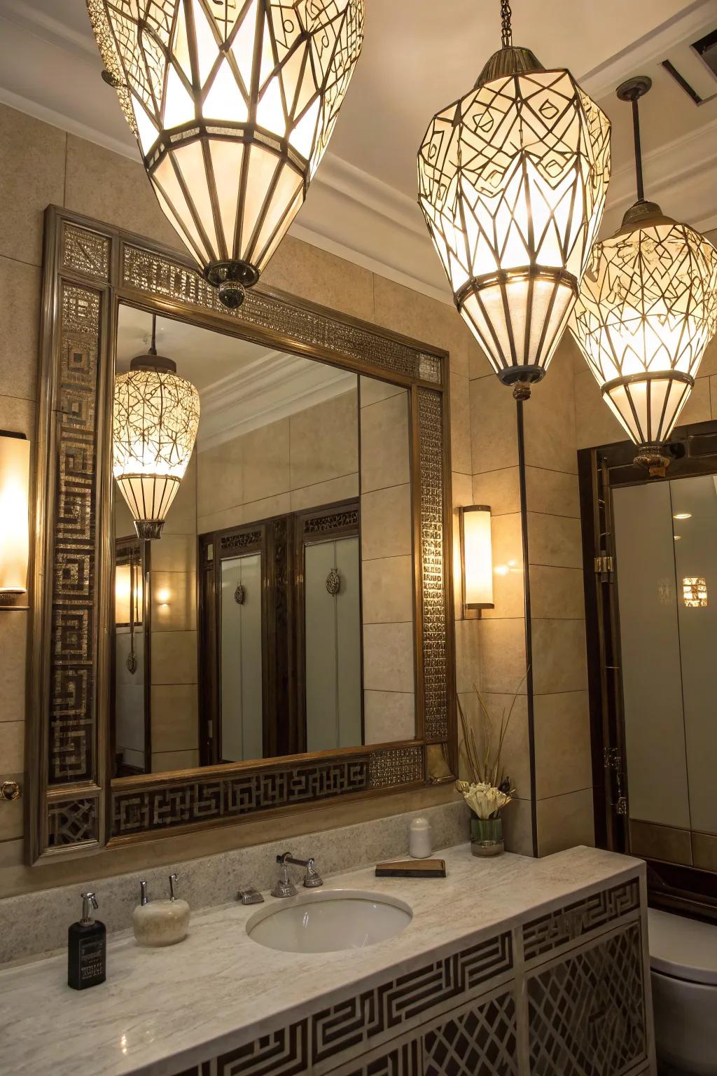 Art Deco lighting adds timeless elegance and character.