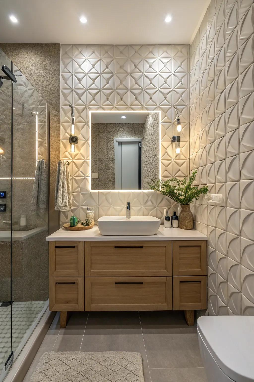 3D tiles create a dynamic, tactile sensation.