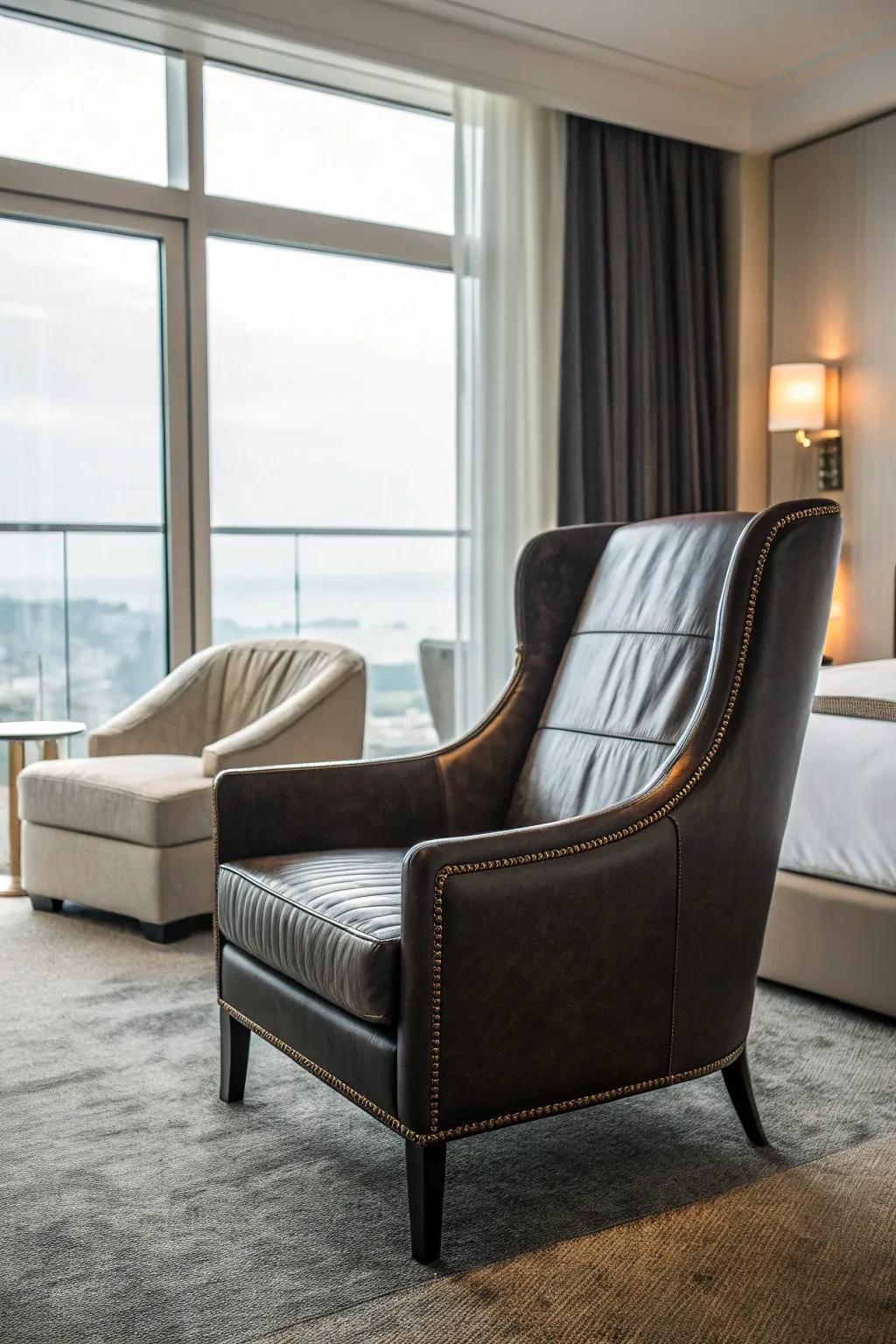 Leather chairs offer timeless sophistication and unparalleled durability, enhancing any room.