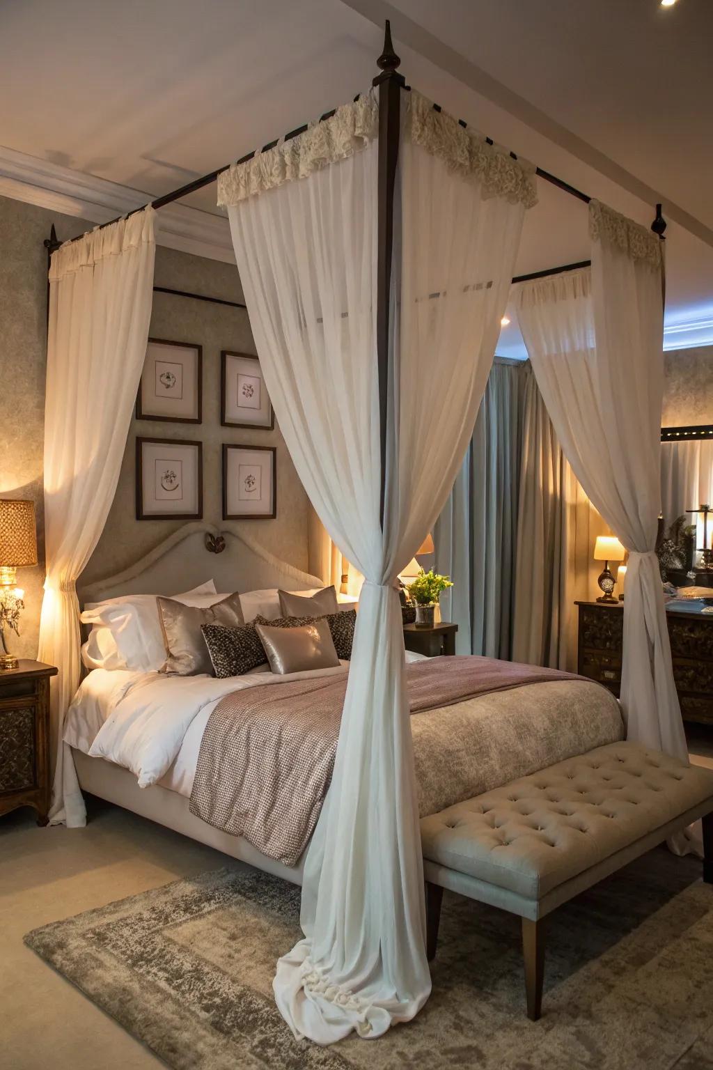 A canopy bed adds style.