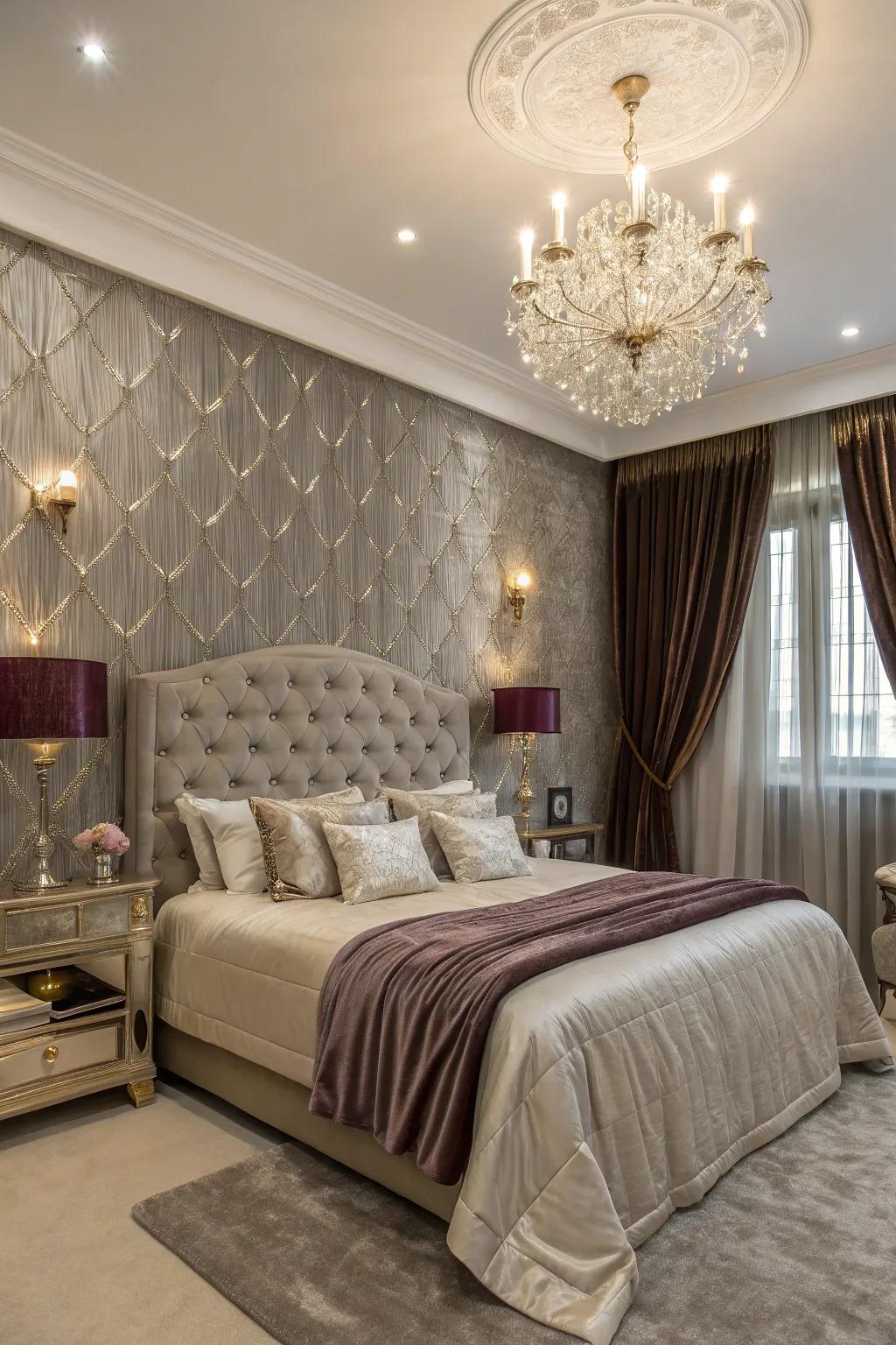 Shimmering accents bring glamour and sophistication.