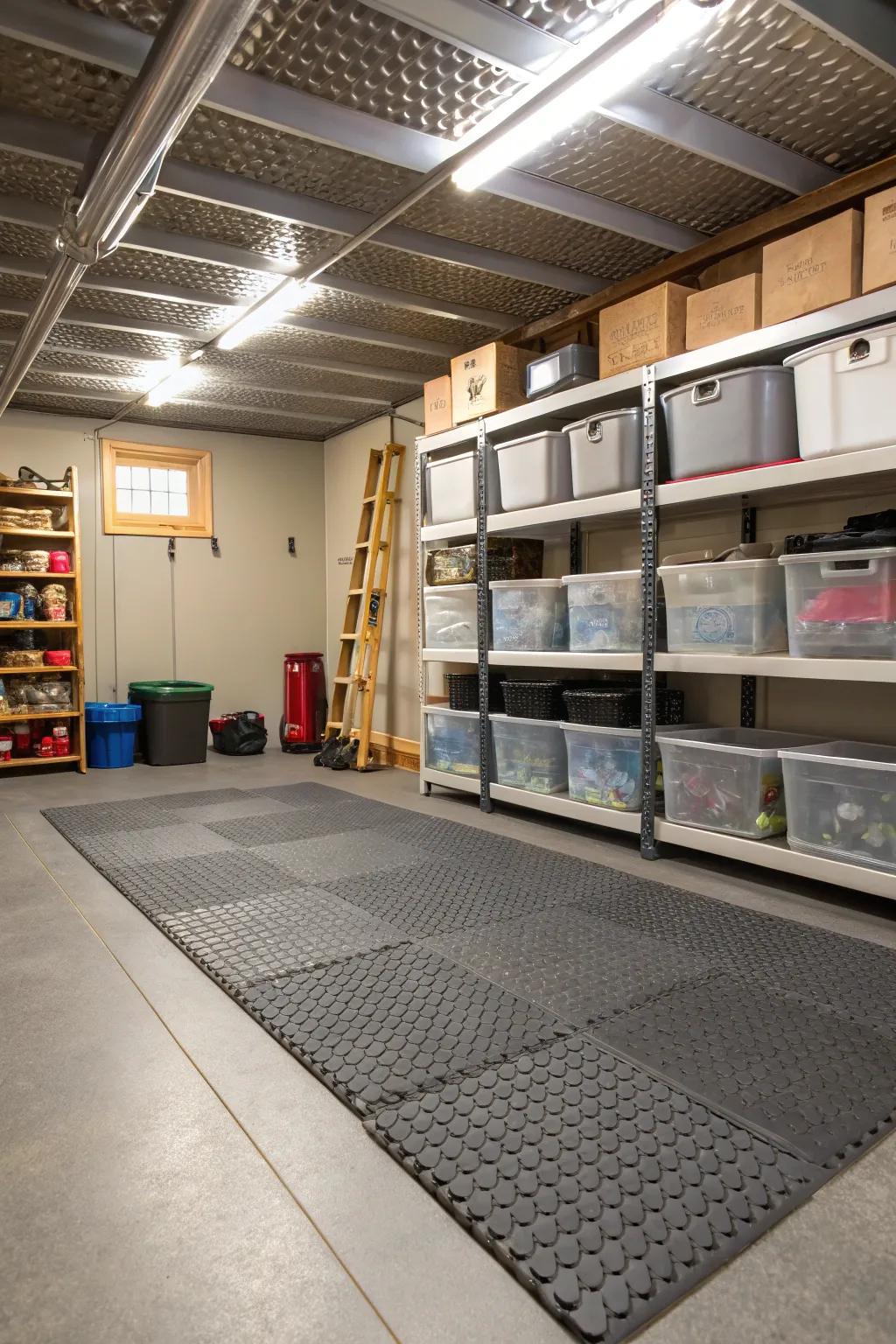 Connecting mats provide a versatile and easy-to-install flooring solution for storage areas.