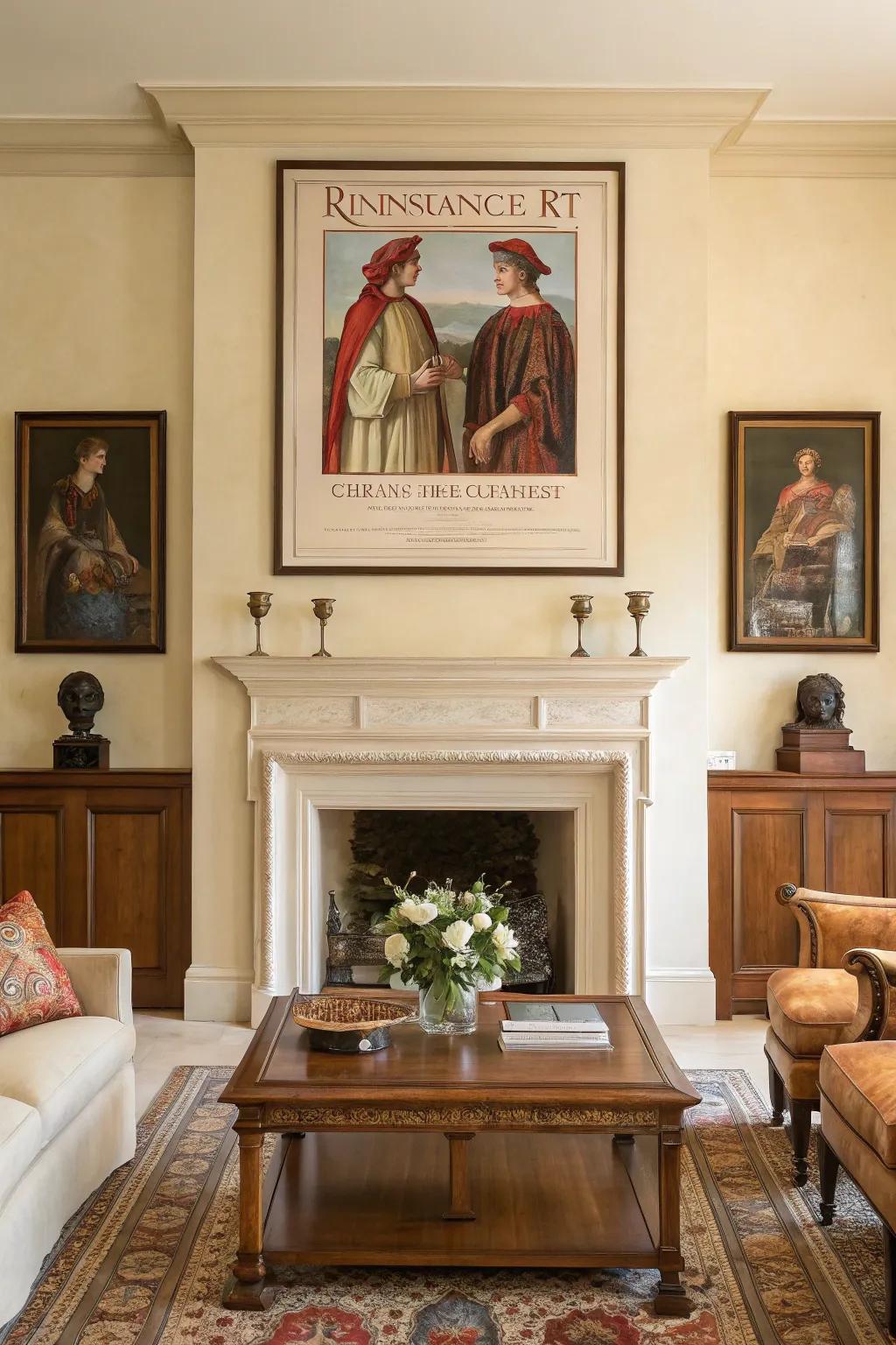 Historical art infuses sophistication into decor.