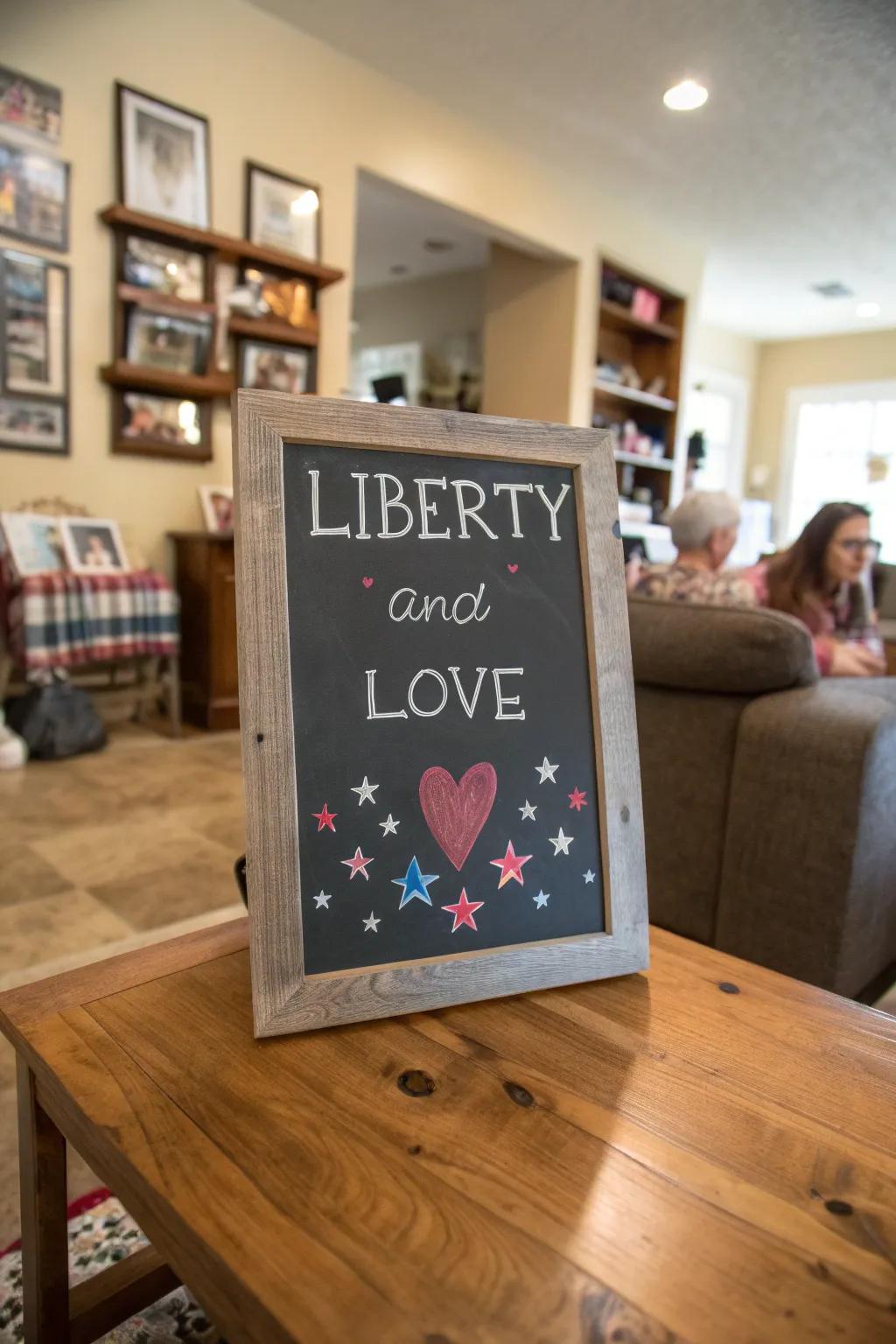 'Liberty and Love' brings warmth to this chalkboard art.