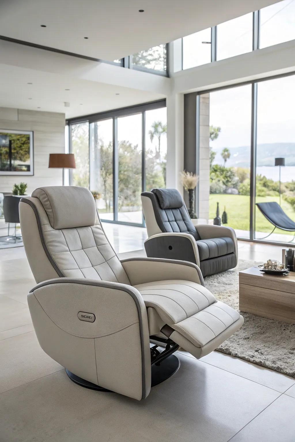 Futuristic seating combines ergonomic support with sleek design.