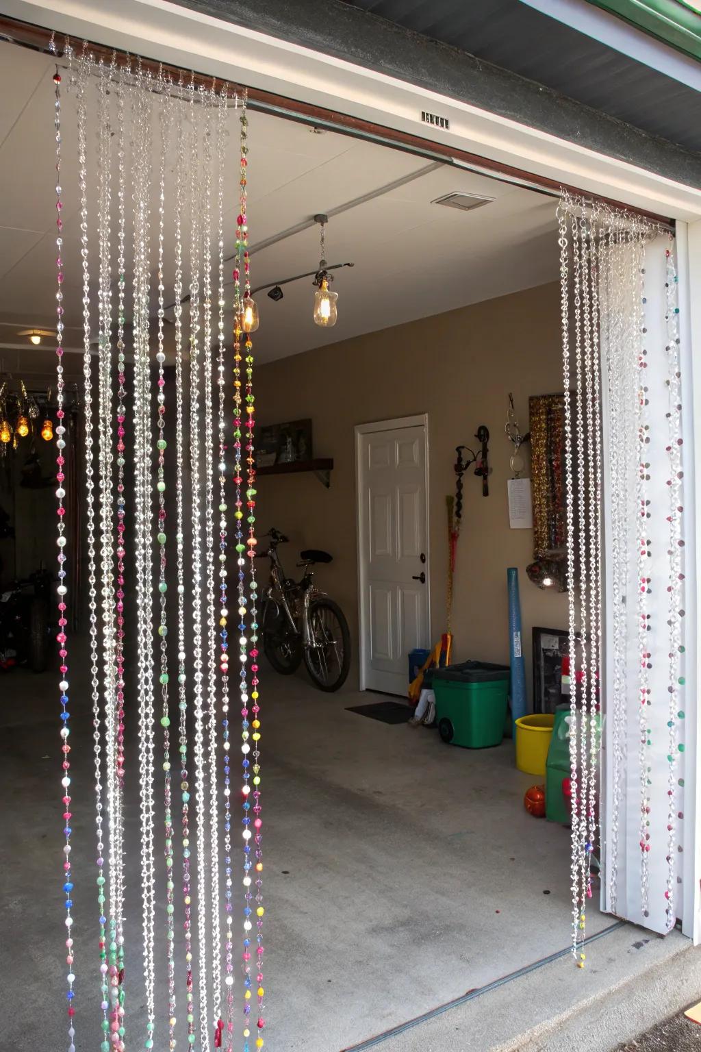 Beaded drapes add a touch of retro flair.