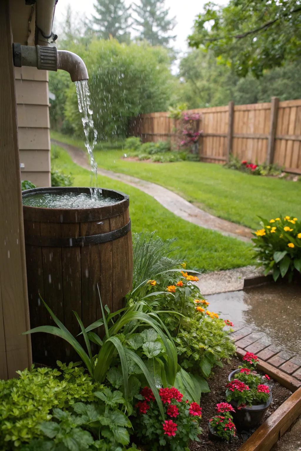 Rain barrels are a clever way to conserve water and care for your plants.