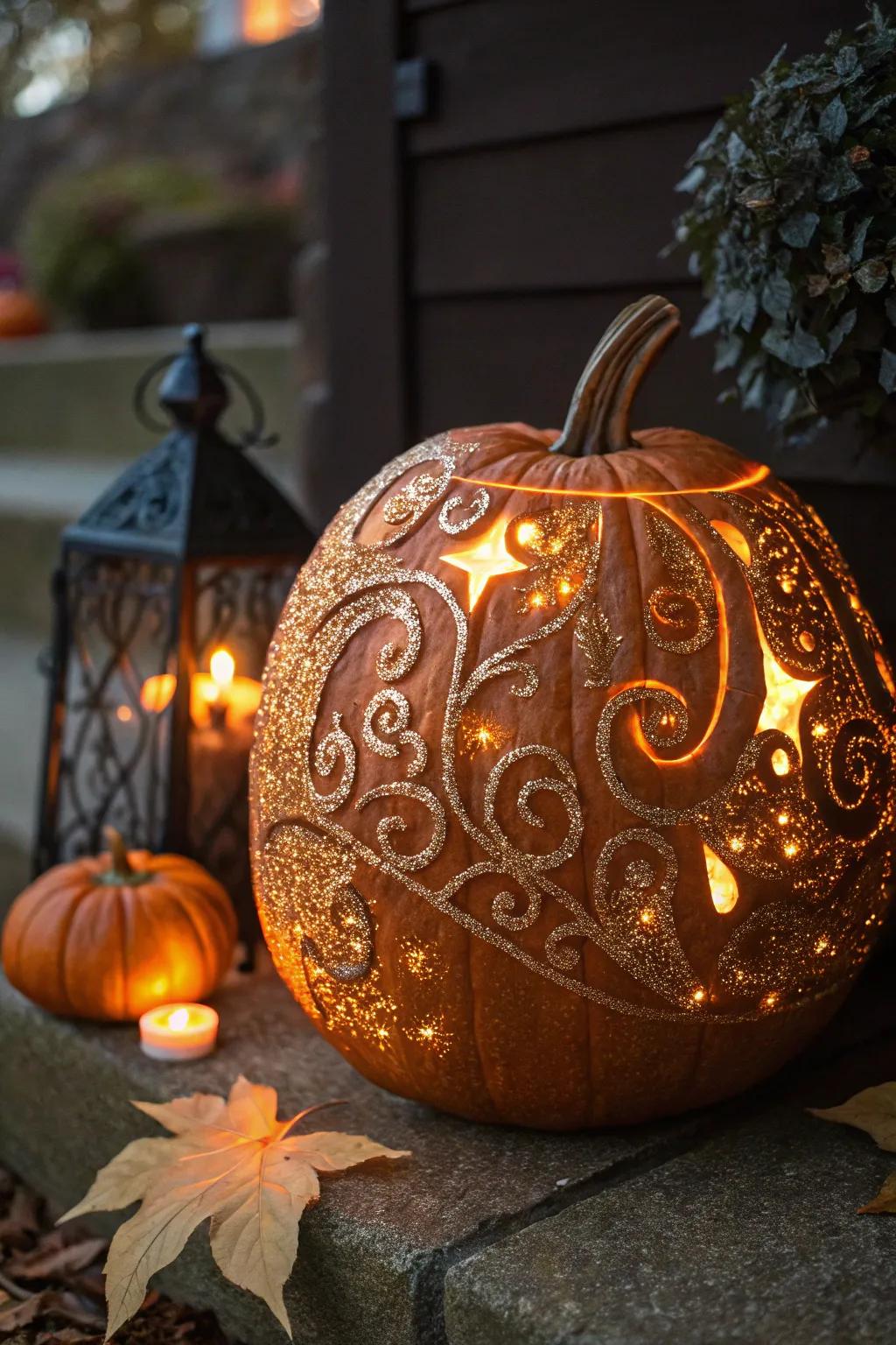 A glamorous glimmer gourd, shimmering with elegance and charm.