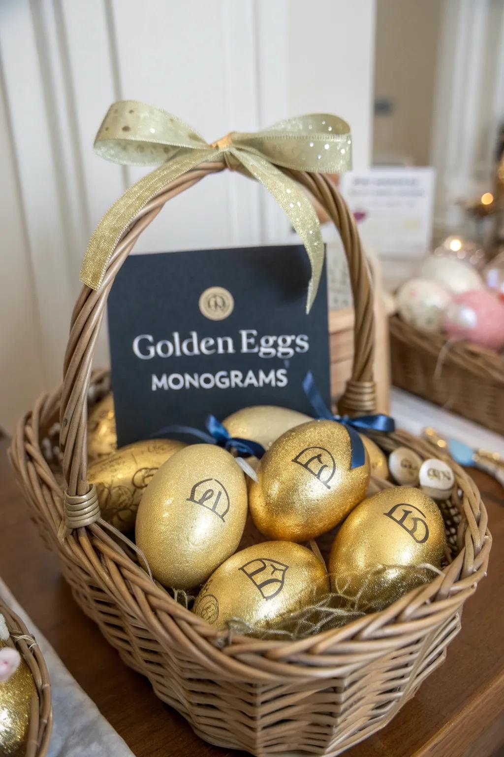 Monogrammed gilded eggs add a personal touch to Easter.