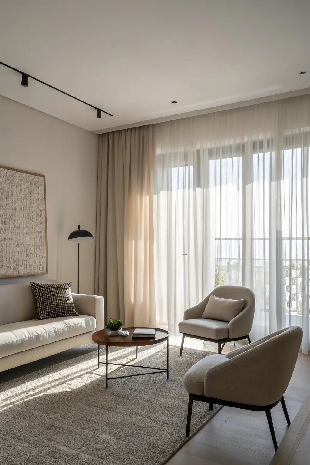 Minimalist drapery can contribute to a serene and uncluttered living space.