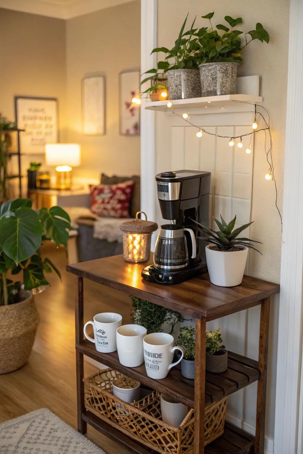 A well-planned coffee spot can be a highlight in your kitchen.
