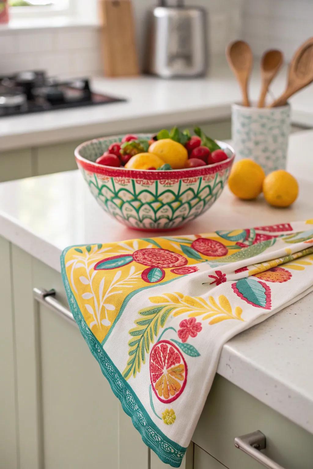 Chromatic accents invigorate your kitchen precinct.