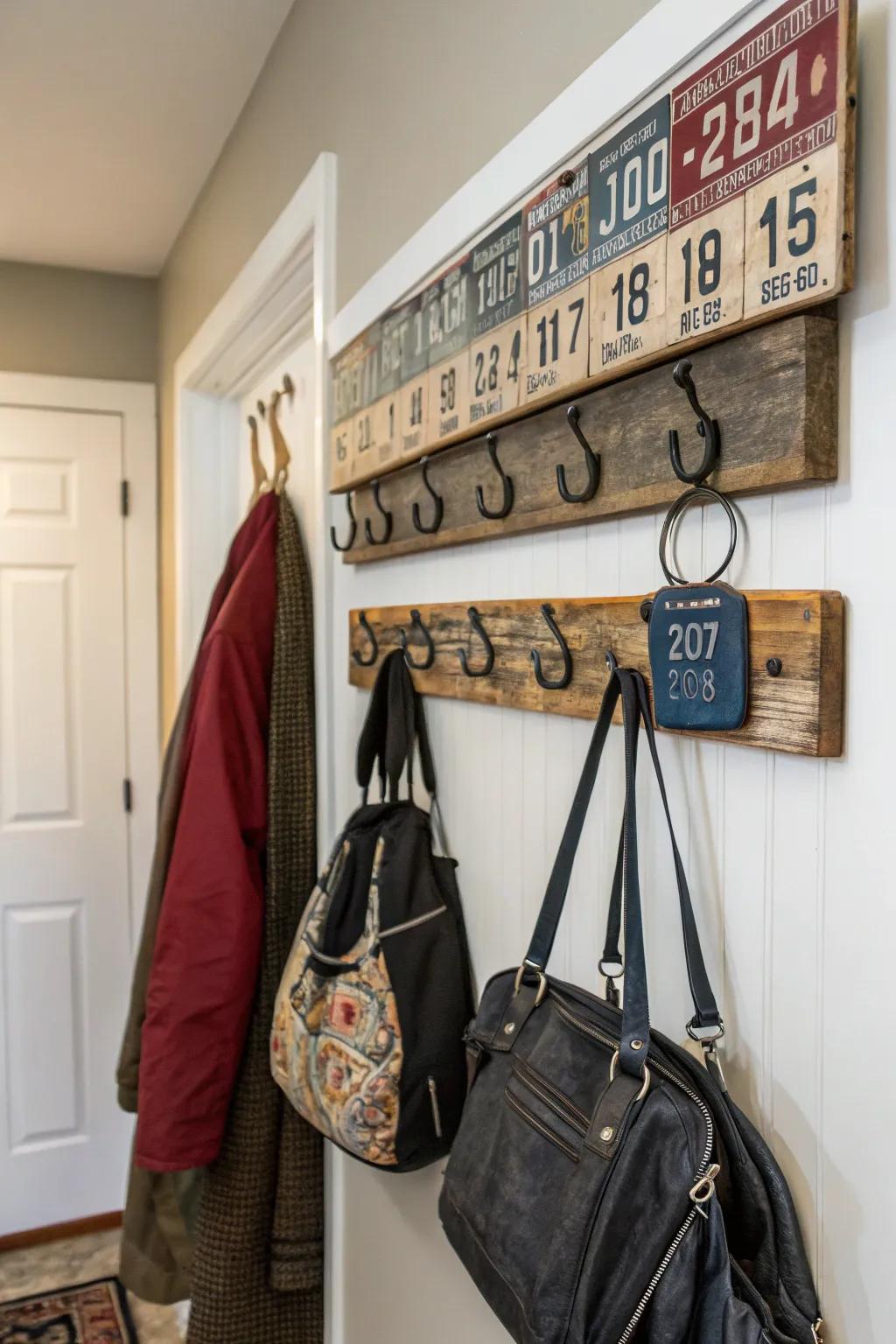 Functional and stylish, a license plate coat rack is a great entryway addition.