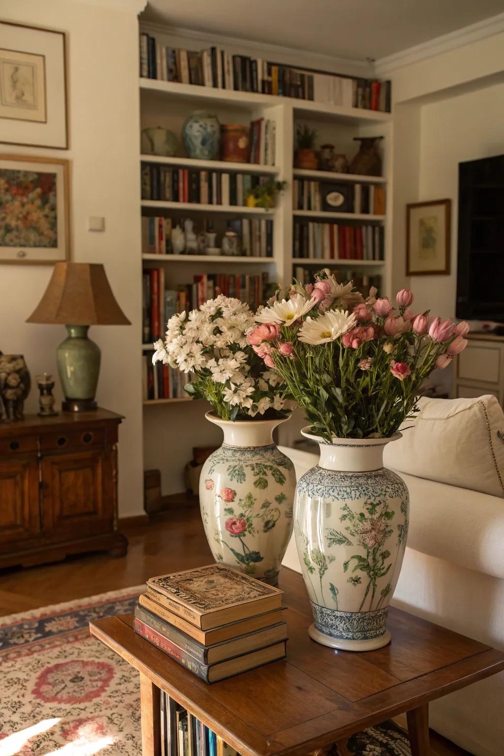 Vintage finds that add character and history to this fall-themed living room.