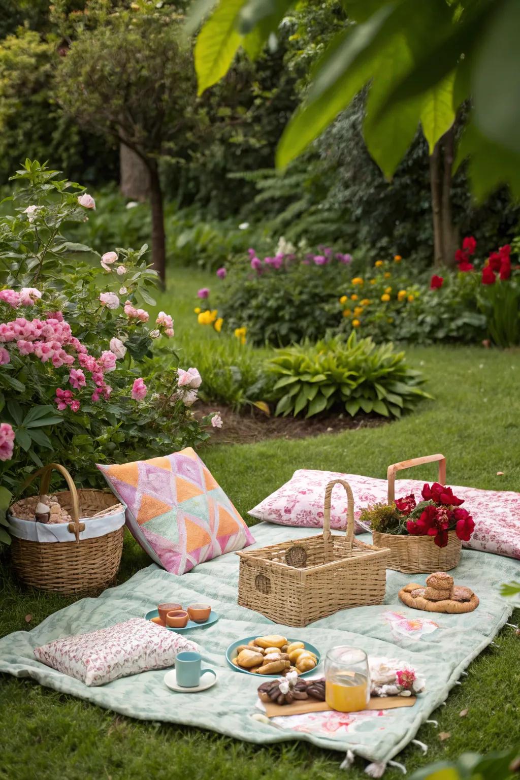 A charming mini picnic creates a delightful outdoor experience.