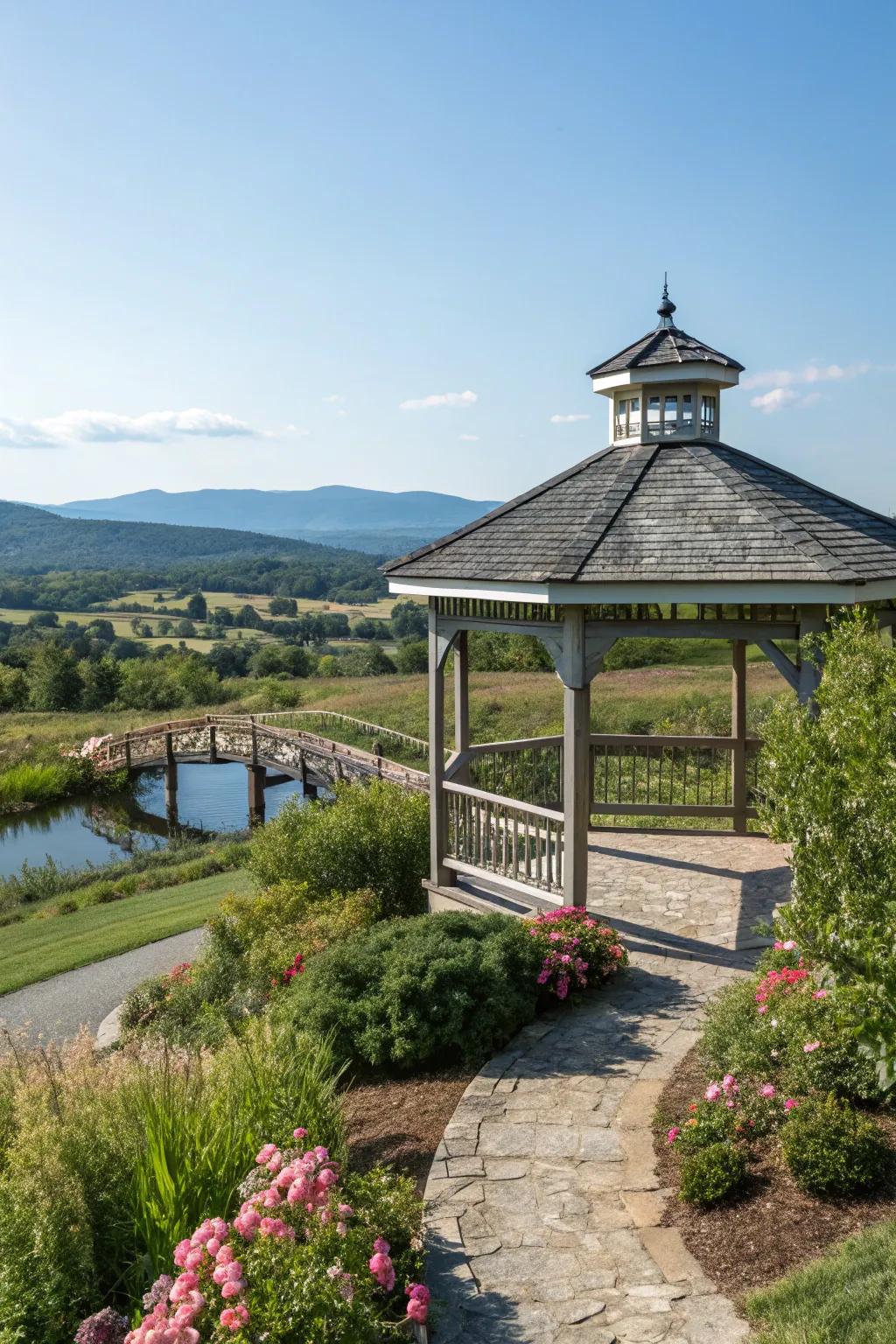 An open-sided gazebo offering breathtaking views and a spacious feel.