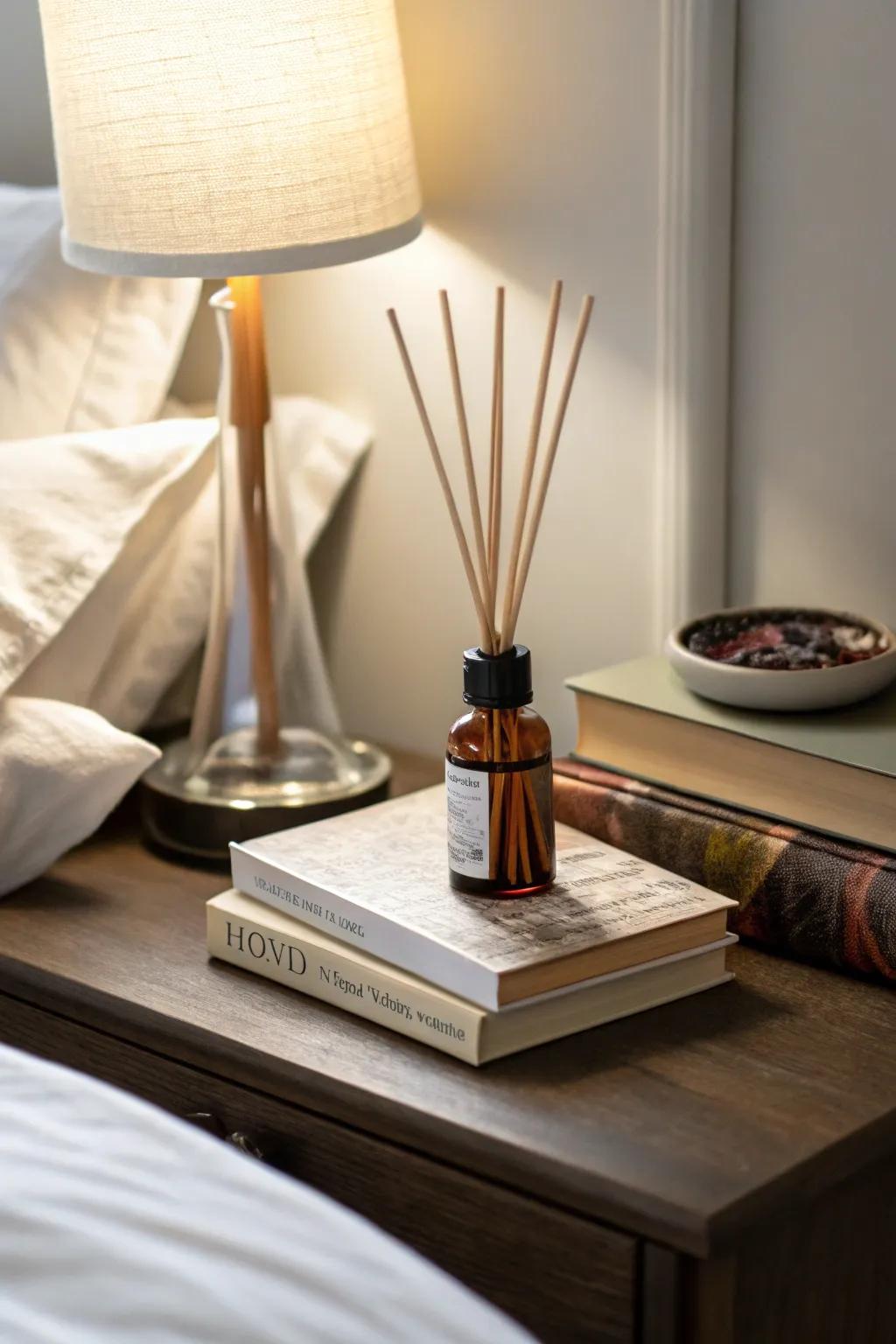 A minimalist reed diffuser offering a subtle, natural aroma.