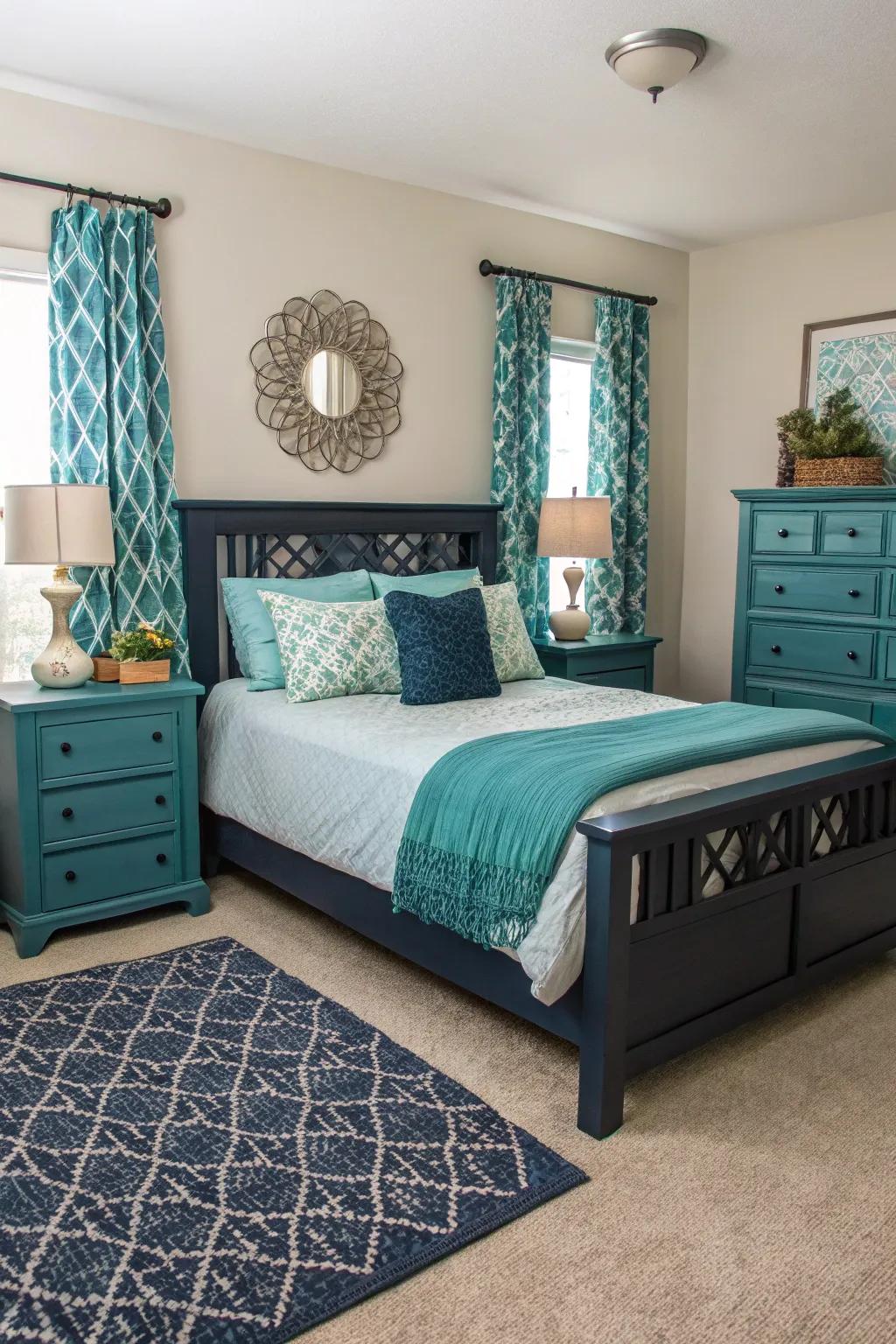 Midnight furniture complements and enhances the room's color palette.