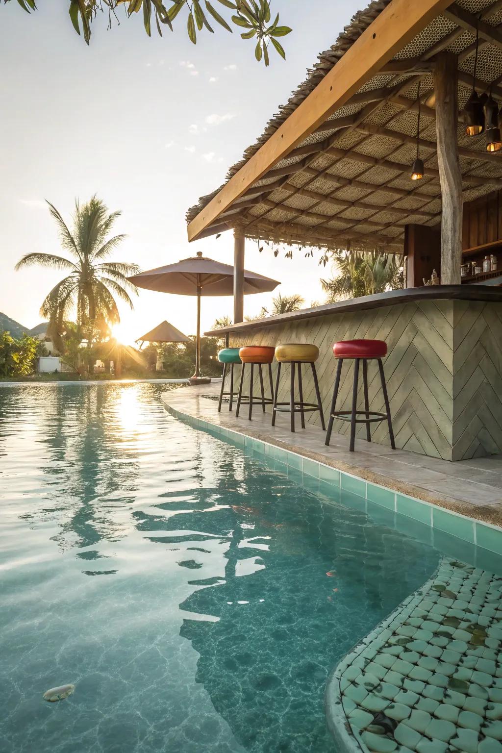 Bring luxury to your pool with a swim-up bar.