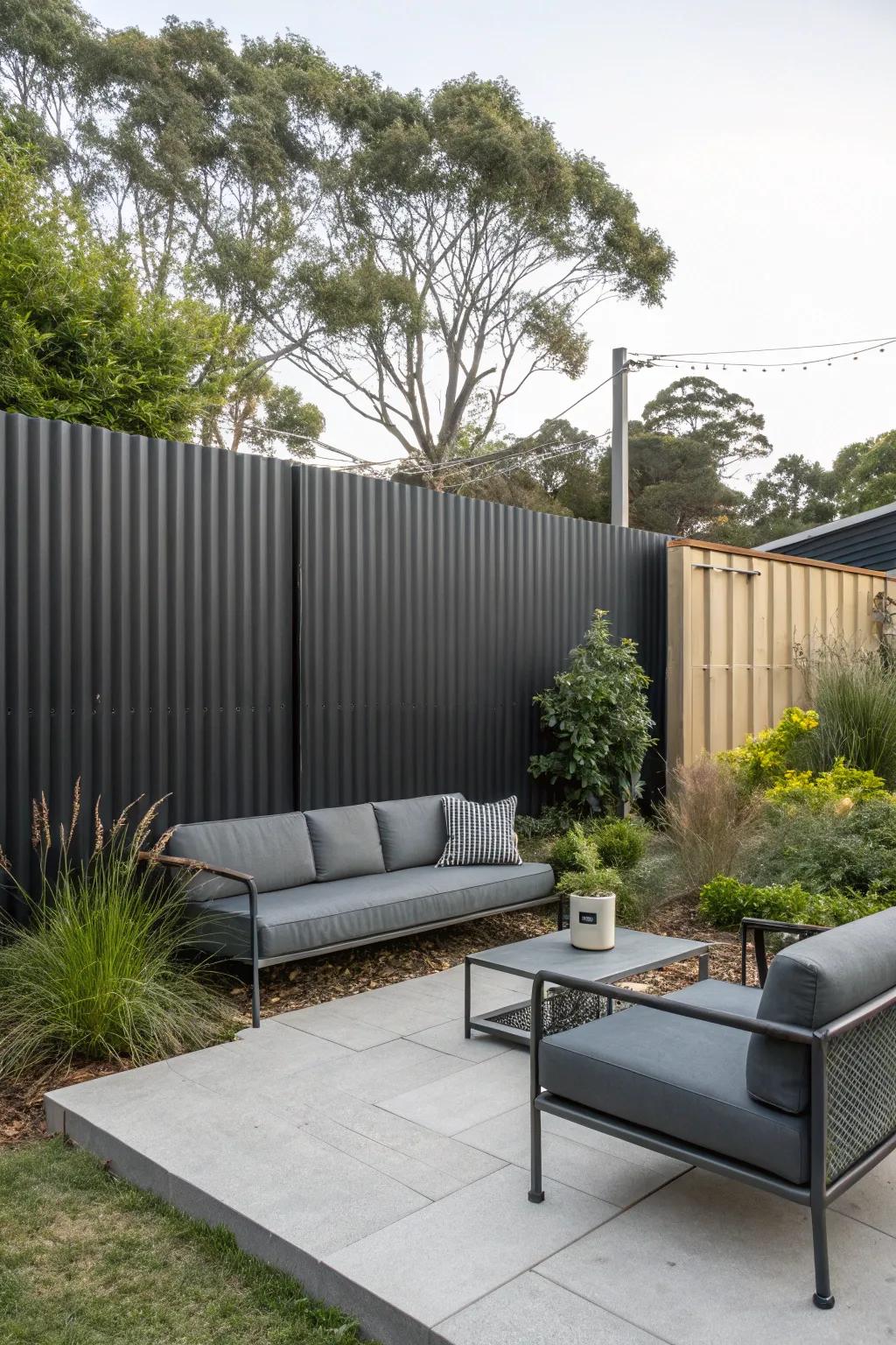 Corrugated metal fences add a unique industrial chic to your space.