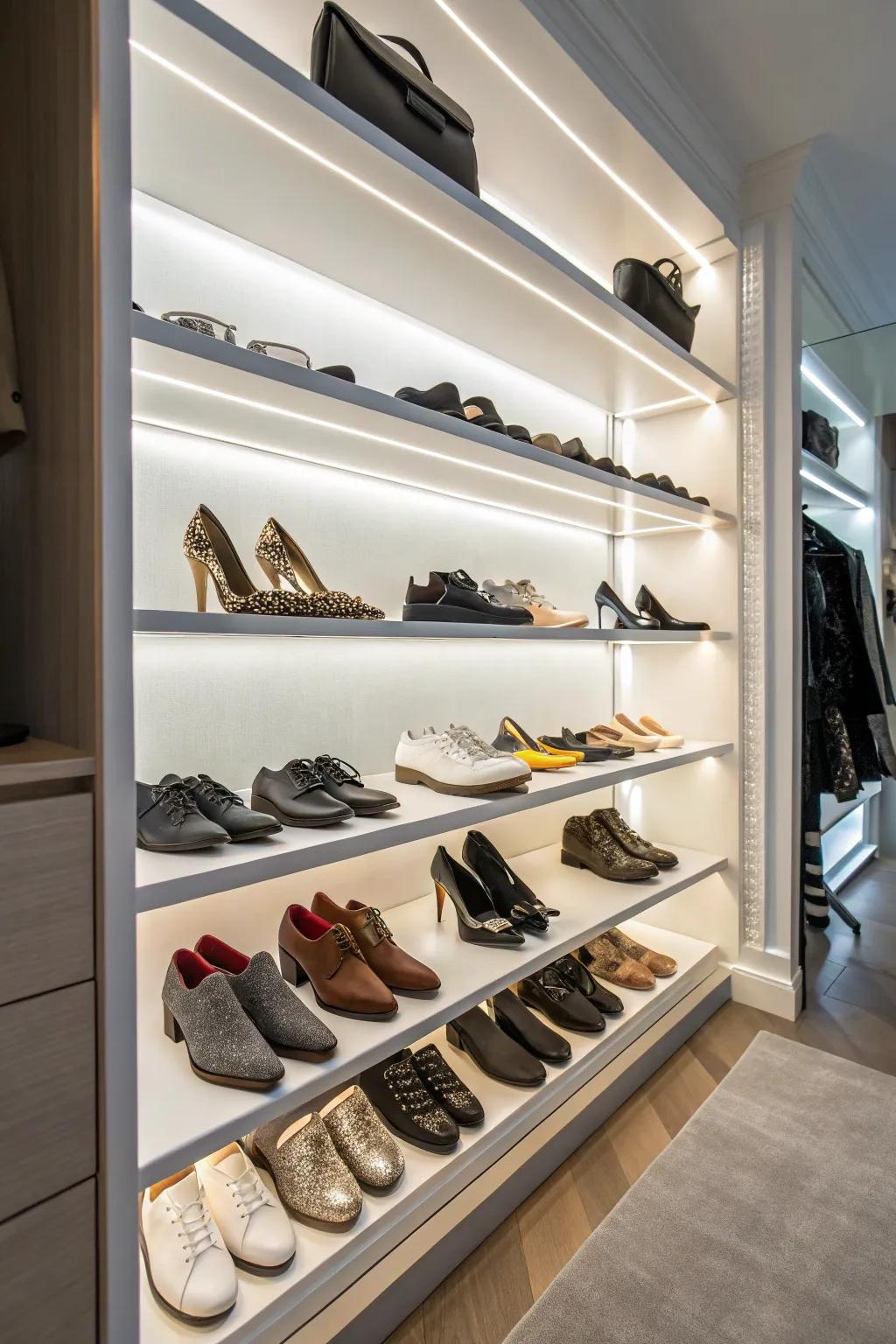 Illuminate your shoe collection with stylish LED lighting.