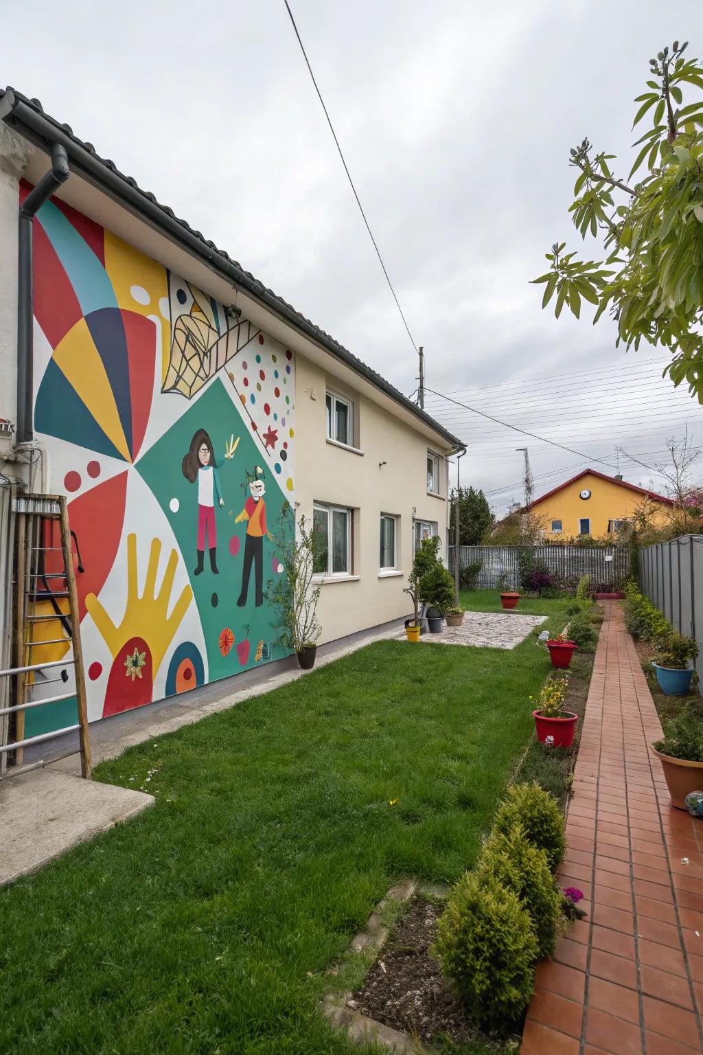Wall paintings contribute art and vibrancy to your patio.
