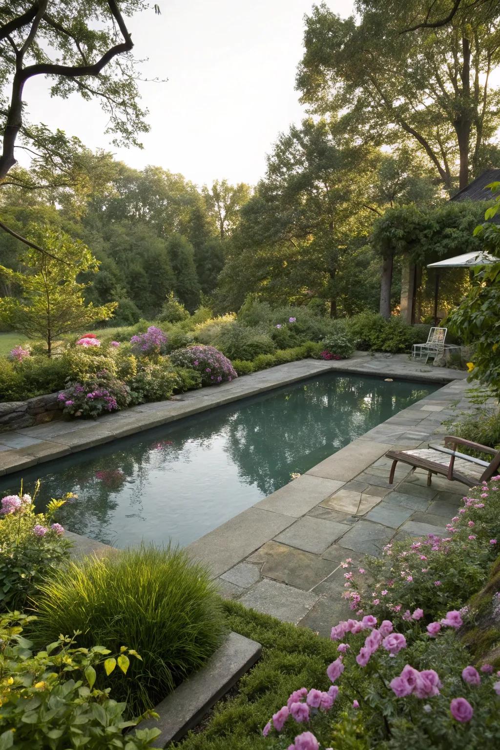 Hidden pool seamlessly blending with the landscape.