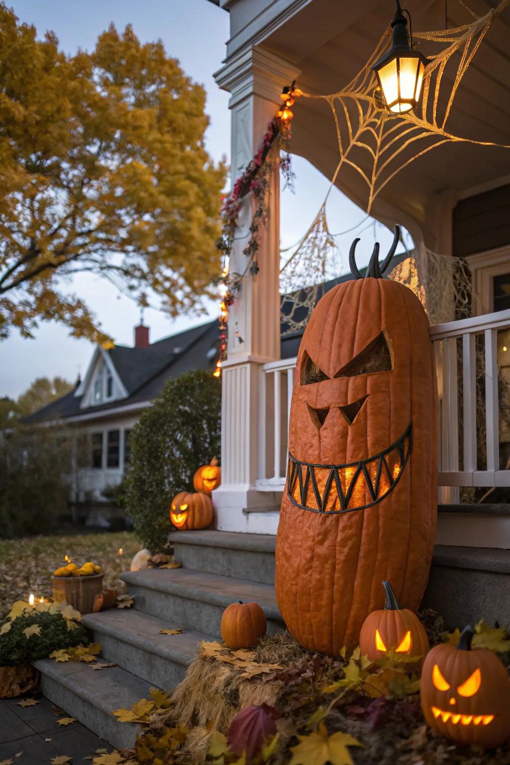 Create a monstrous masterpiece by combining various monster features on one pumpkin.