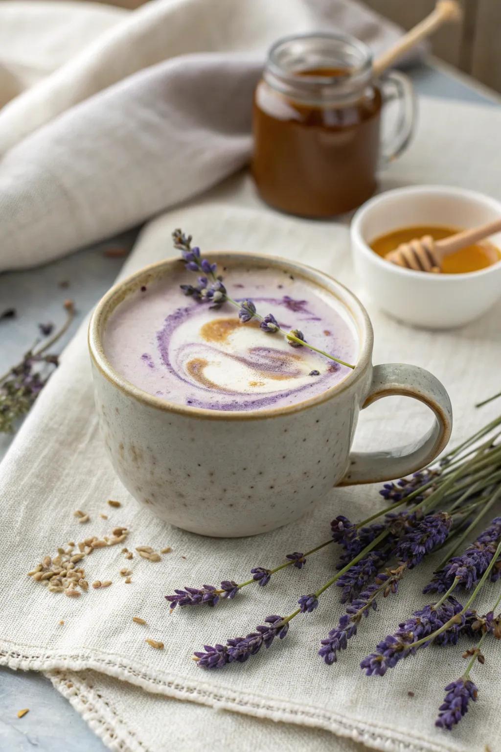 Lavender Kiss Latte: soothing floral delight