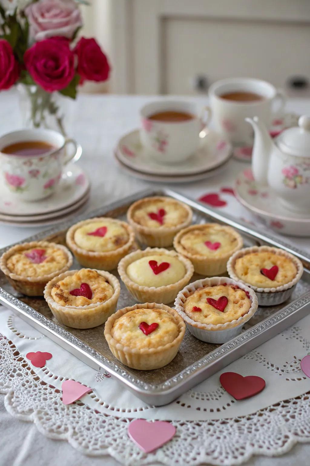 Savory mini quiches providing a delightful savory option at the tea party.