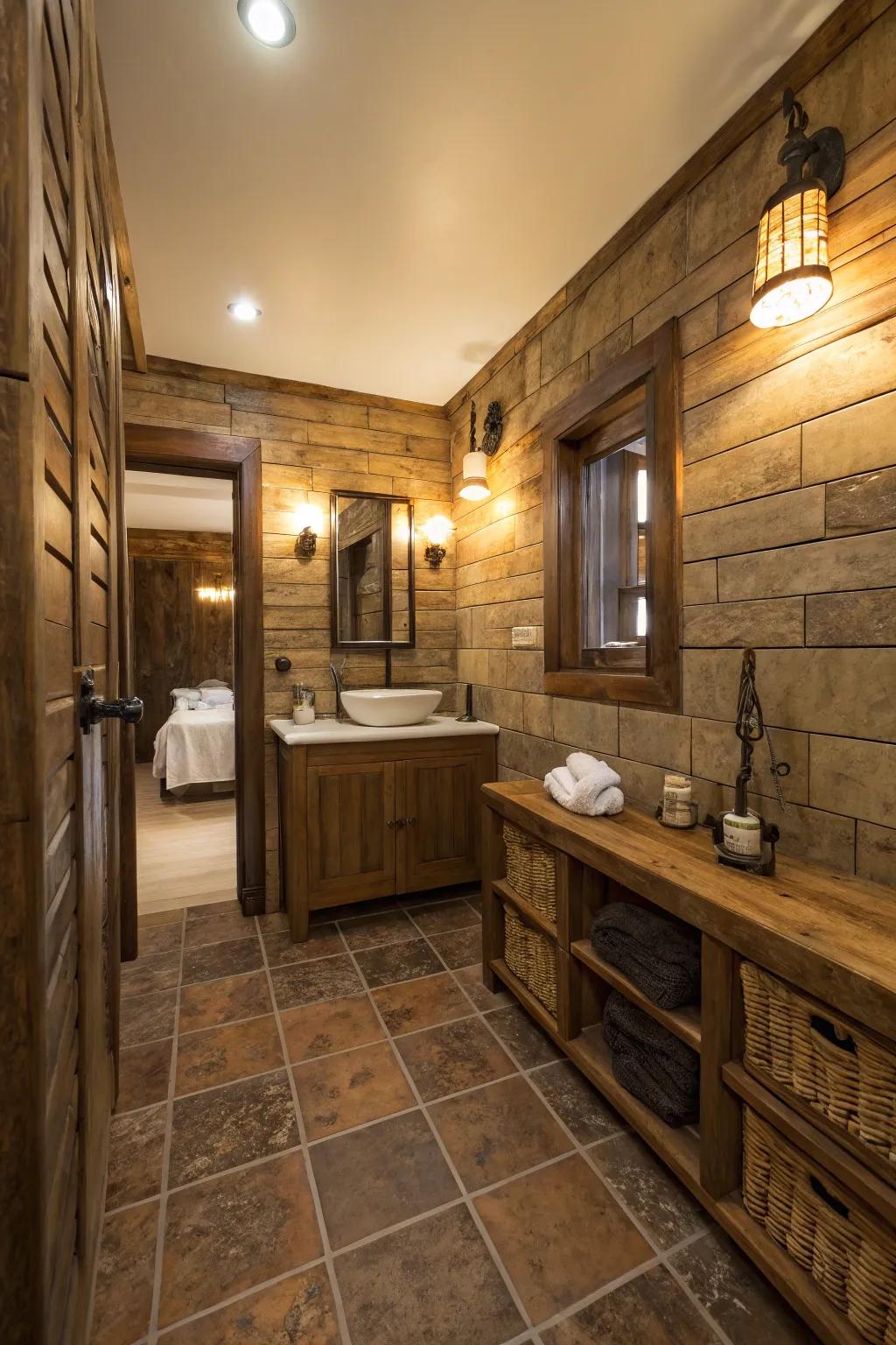 Down-to-earth wood-look squares offer the charm of wood with less upkeep.