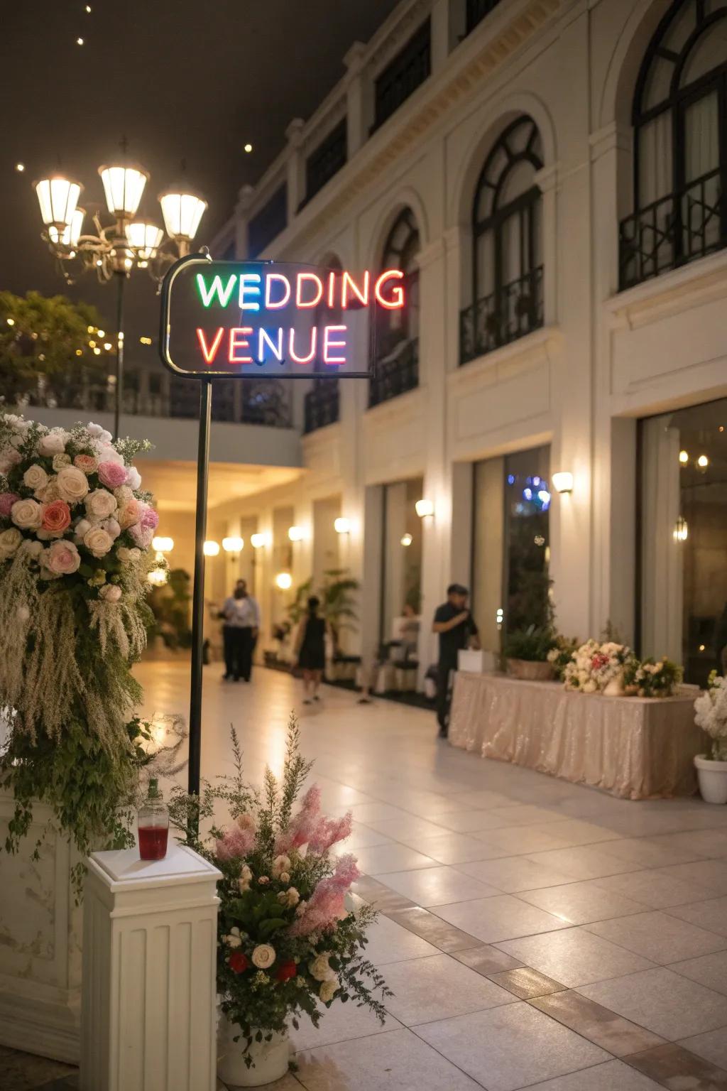 A definitive vivid sign appends contemporary sophistication to any wedding.