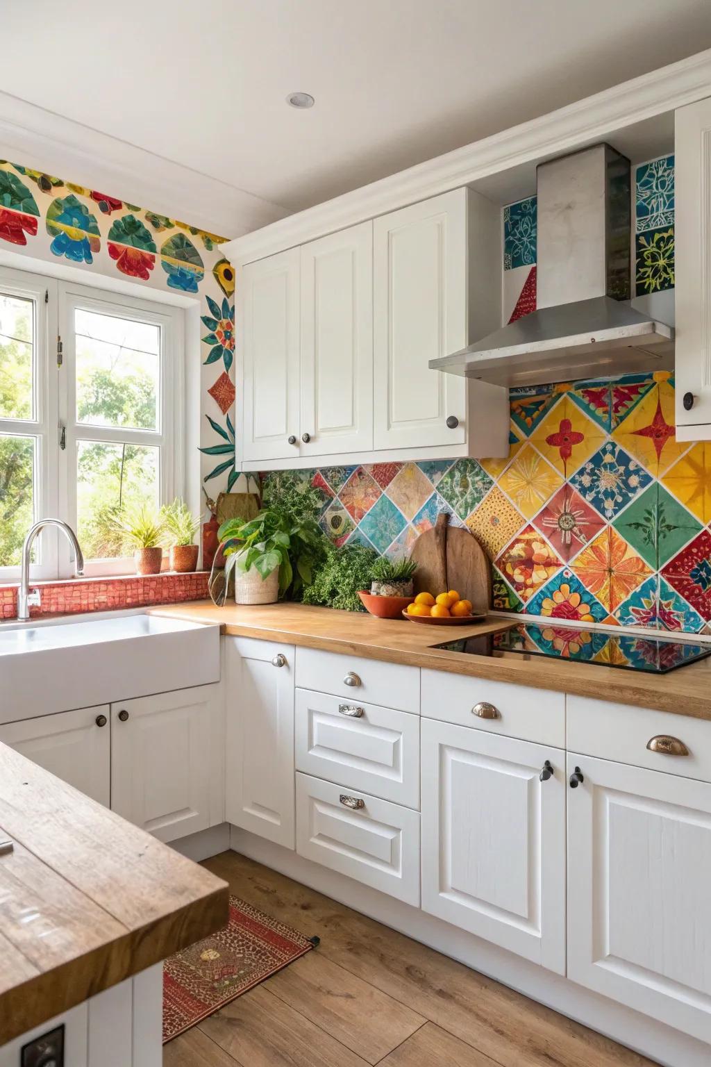 An unforeseen splash of color revitalizes a culinary area.