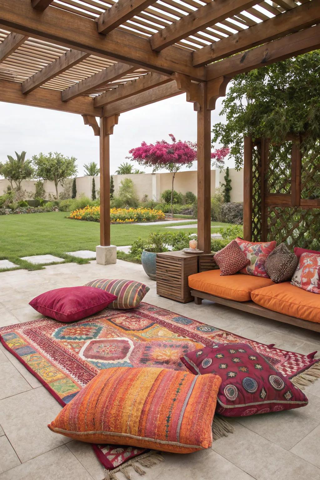 Vibrant cloths inject vitality into your patio's decor.
