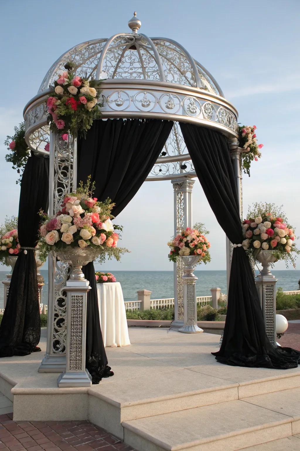 A unique vows portal featuring ebony and argent elements.
