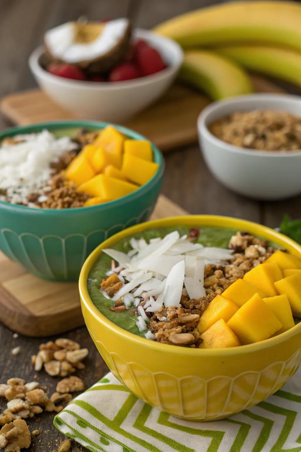 Refreshing tropical smoothie bowls for a sunny vibe.