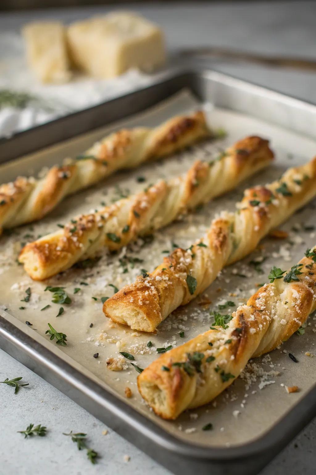 Flaky herb spirals are flaky delights.
