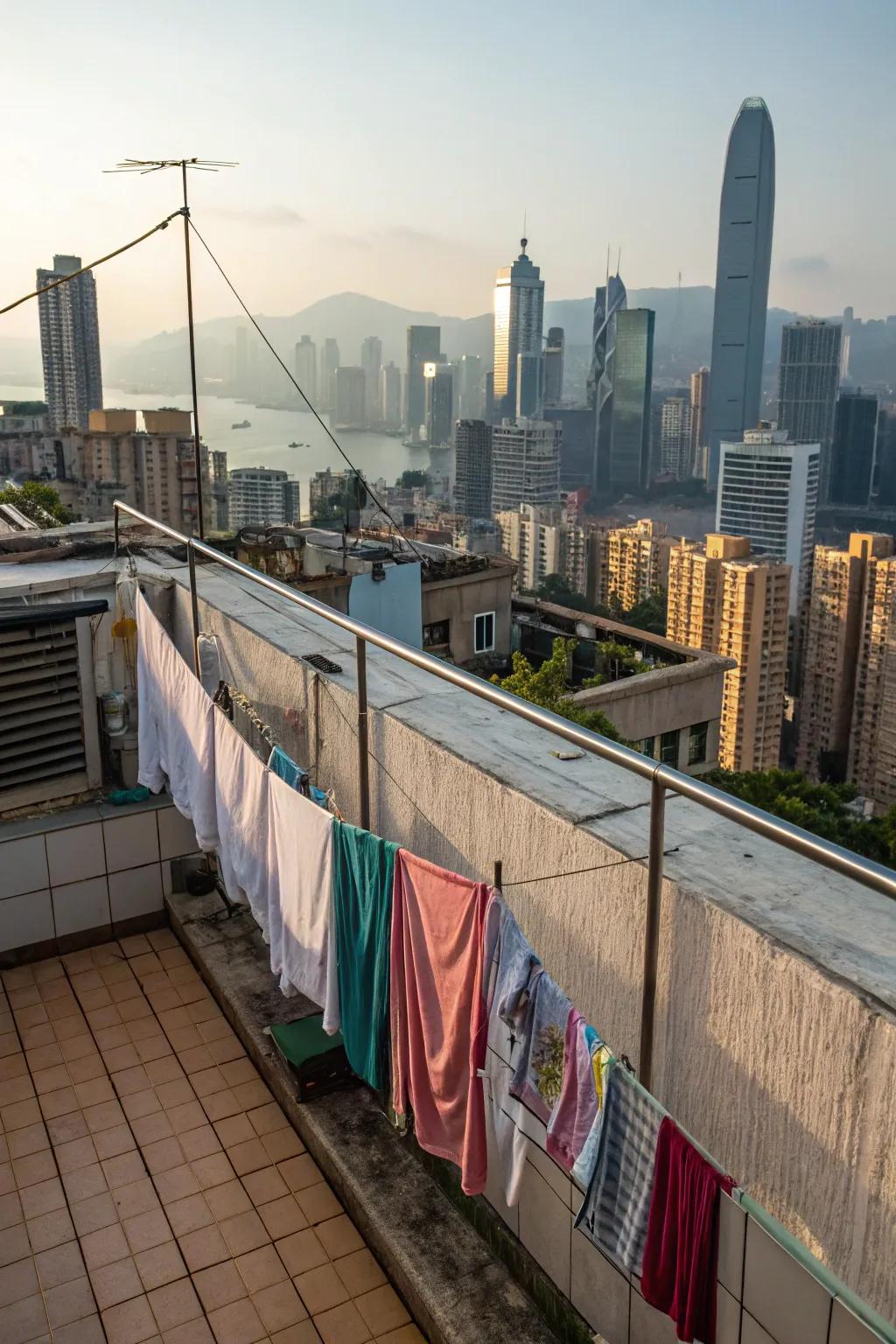 Elevate your laundry routine with a rooftop clothesline.