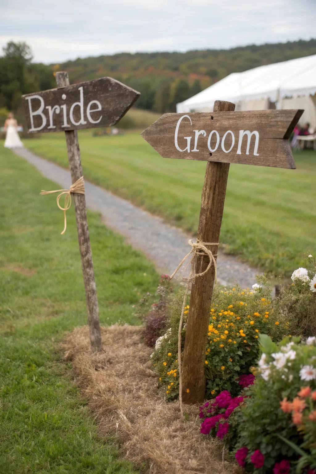 DIY wedding signs add personal charm and functionality.