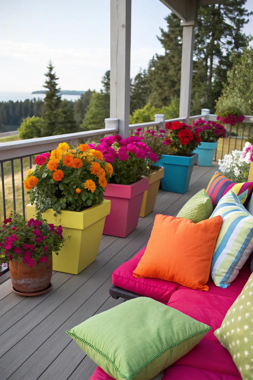 A pop of color can transform your deck into a lively and inviting space.