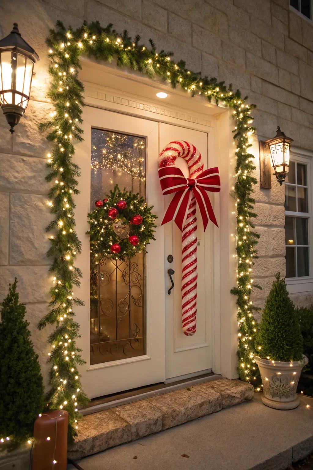 A candy cane ribbon introduces a simple yet impactful festive accent.