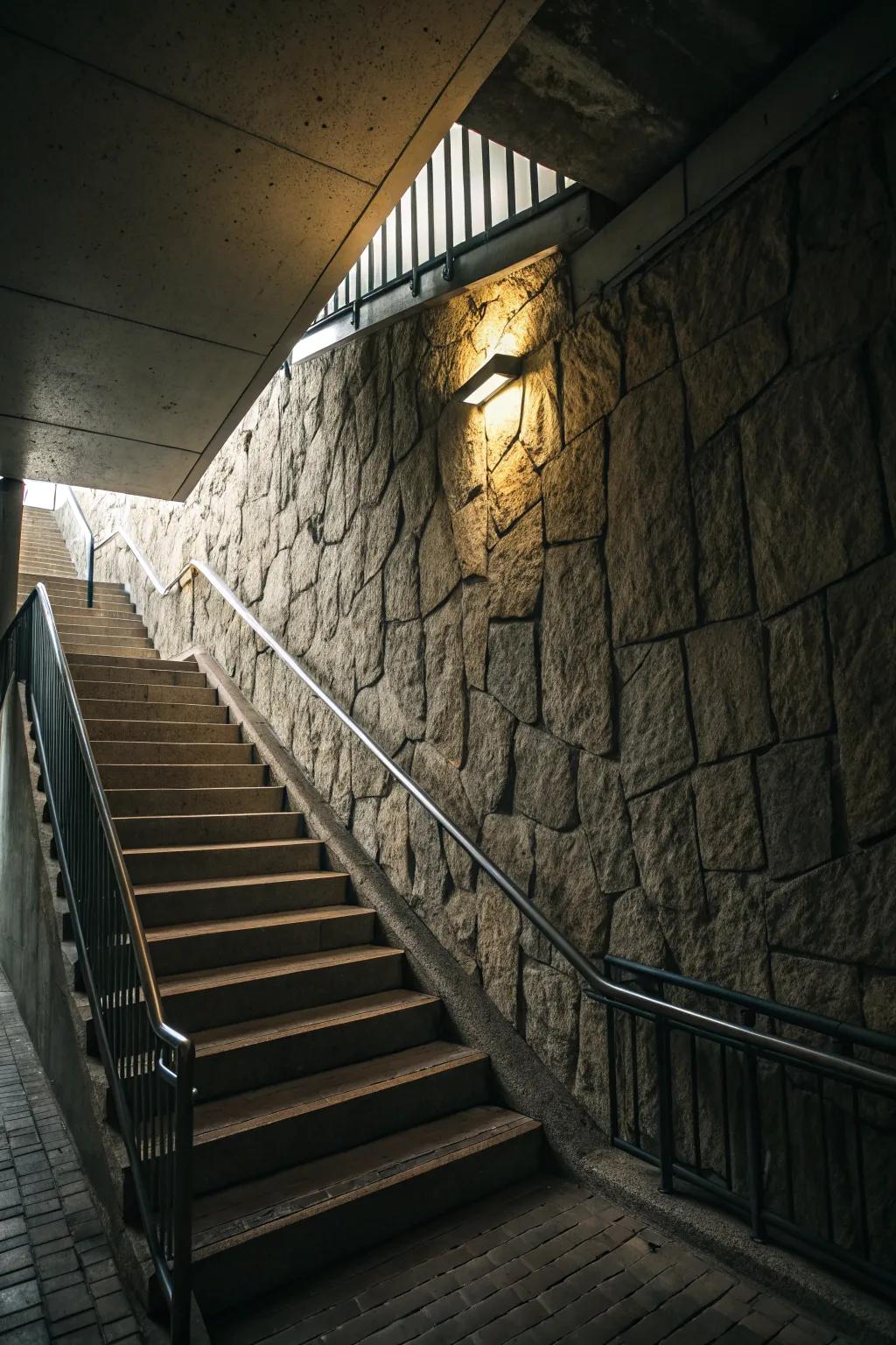 Textures add depth and interest to stairways.