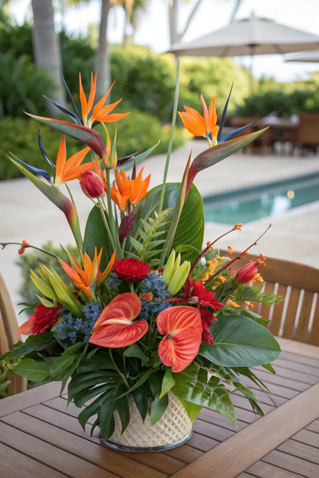 An exotic tropical floral show.