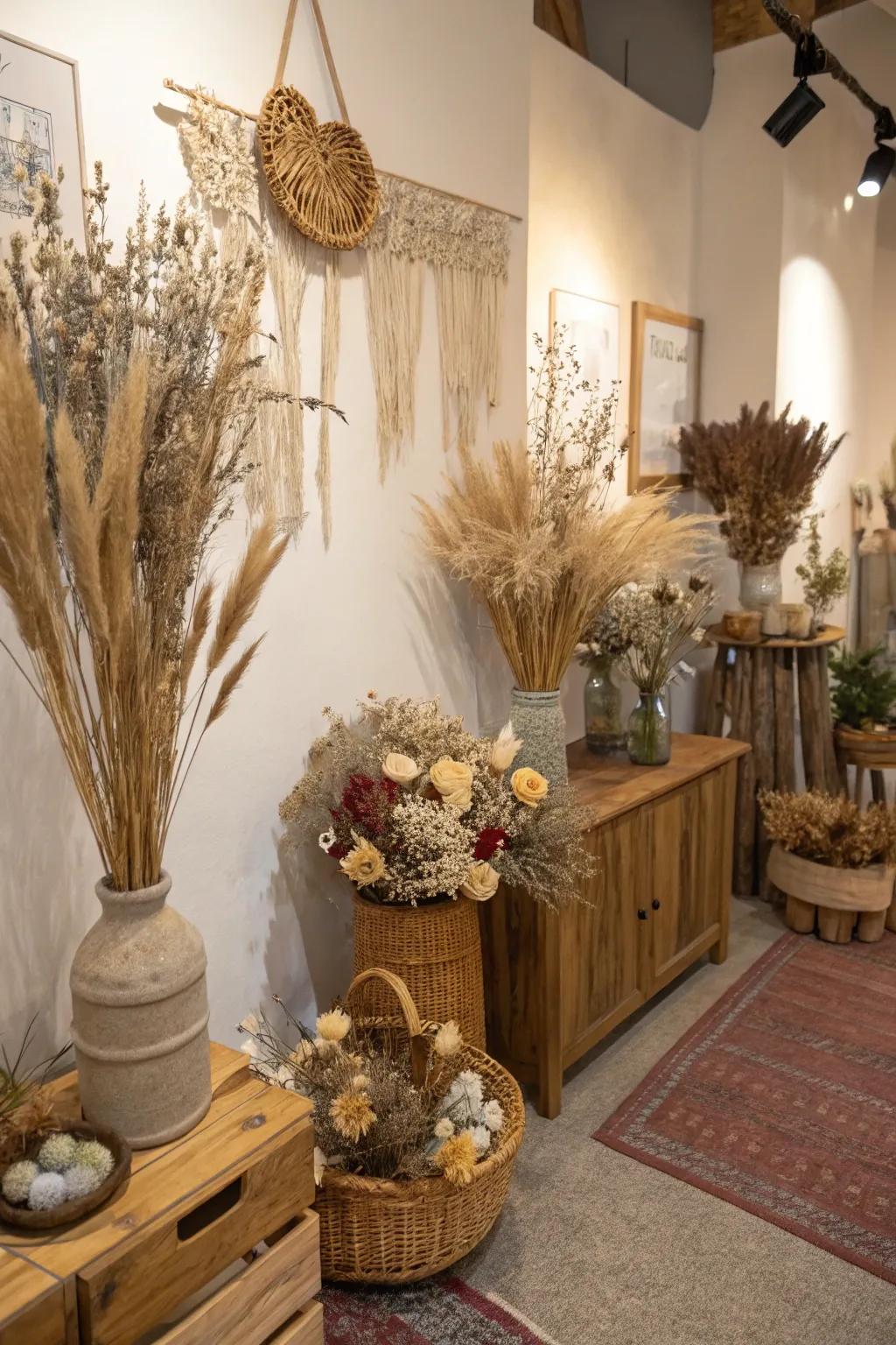 Enjoy the timeless beauty of dried flowers.