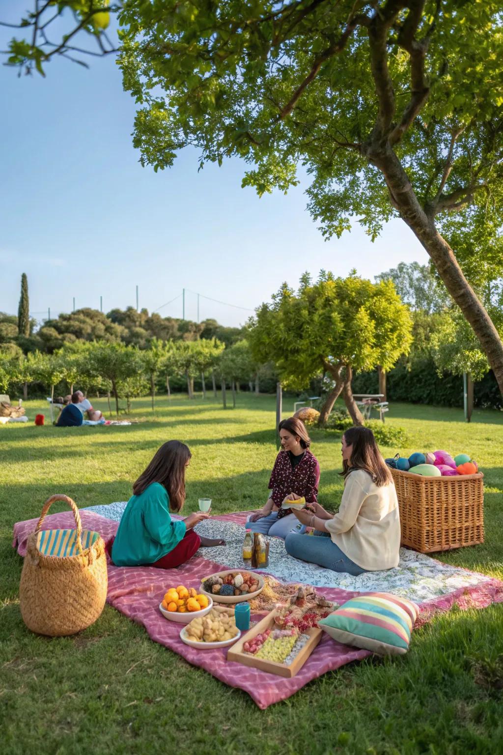 A delightful outdoor casual gathering with friends for Galentine's Day.